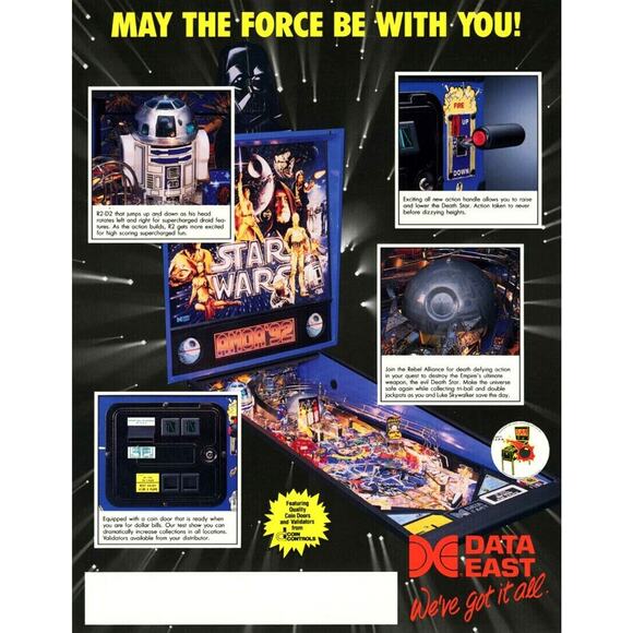 Star Wars Pinball Flyer Original 1992 Space Age Sci-Fi Promo Vintage 8.5" x 11" - Picture 4 of 4